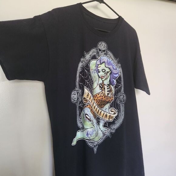 Brraaaains Mens Black Graphic T-Shirt Woman Zombie Corpse - Picture 4 of 4